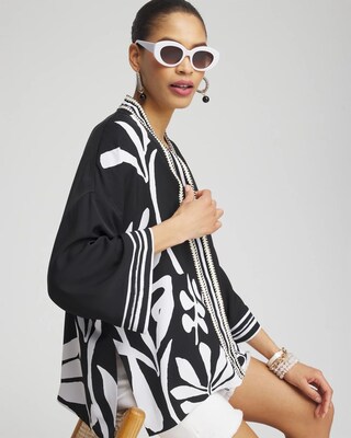 Black & White Floral Kimono