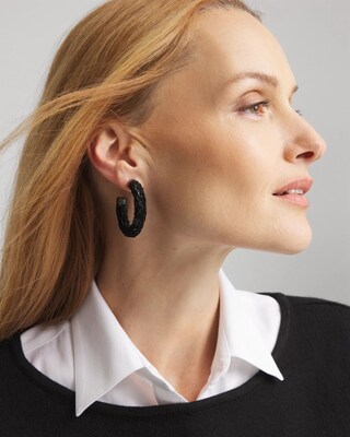 No Droop® Black Sequin Huggie Earrings