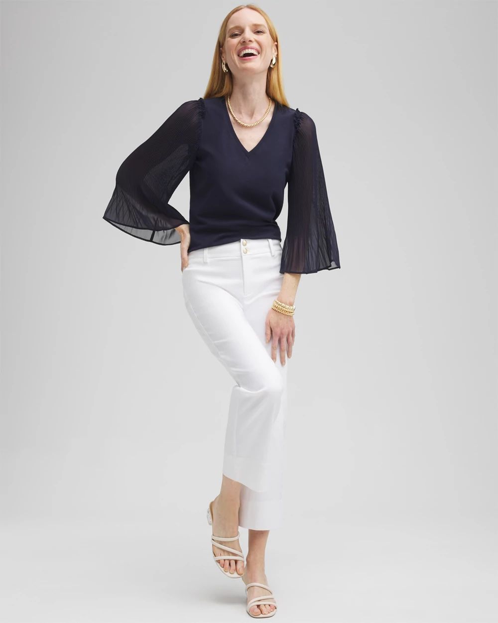 Pleated Billow Sleeve Top