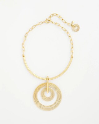 Goldtone Concentric Circles Pendant Necklace