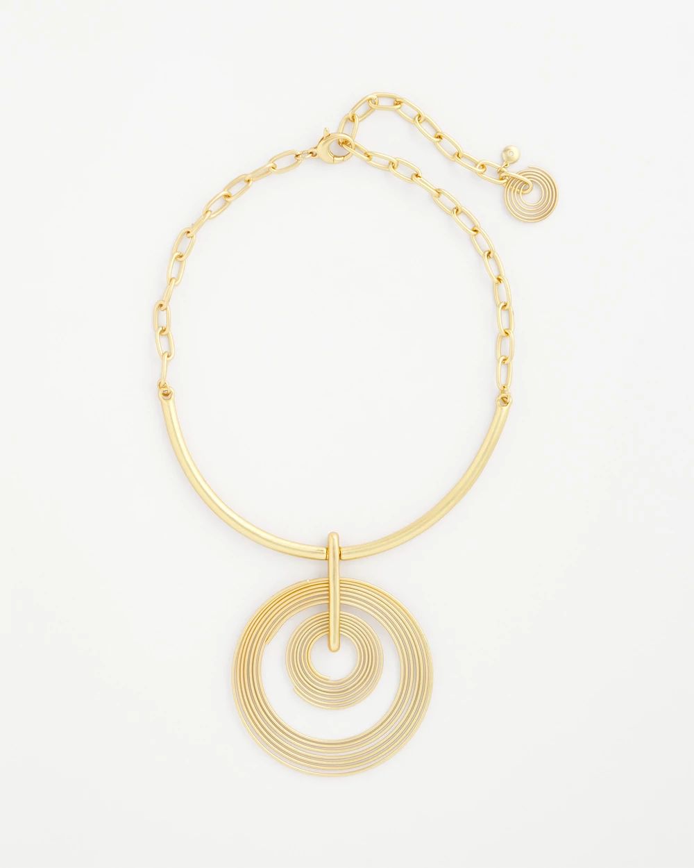 Goldtone Concentric Circles Pendant Necklace