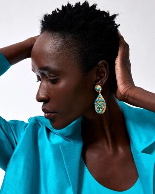 Turquoise Beaded Drop Earrings
