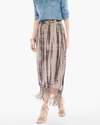 Tie-Dye Fringe Maxi Skirt