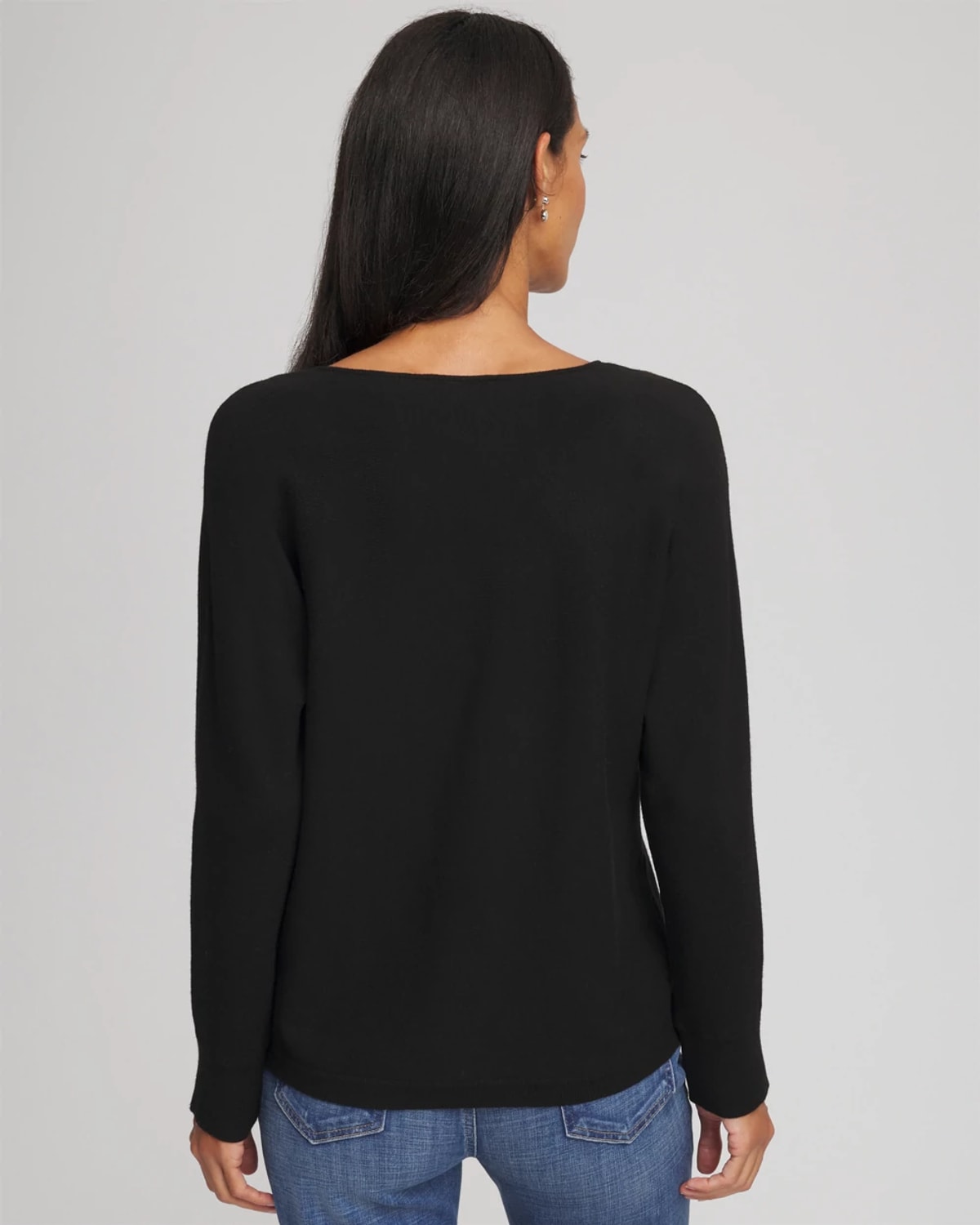 Chico's Floral Embellished Dolman V-neck Pullover In Black In Black
