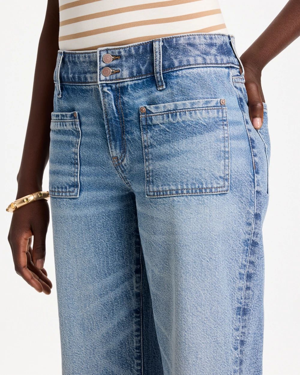 Vintage Chic Wide Crop Flare Jeans click to view larger image.