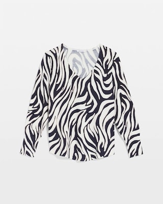 Ella Zebra V-Neck Pullover Sweater click to view larger image.