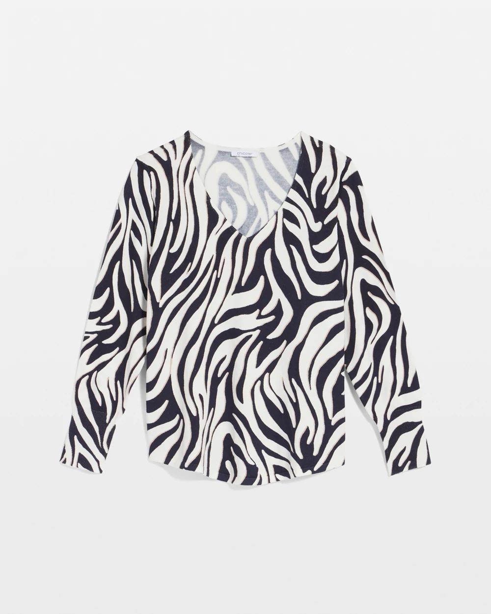 Ella Zebra V-Neck Pullover Sweater