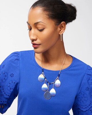 Blue & Gold Tone Bib Necklace