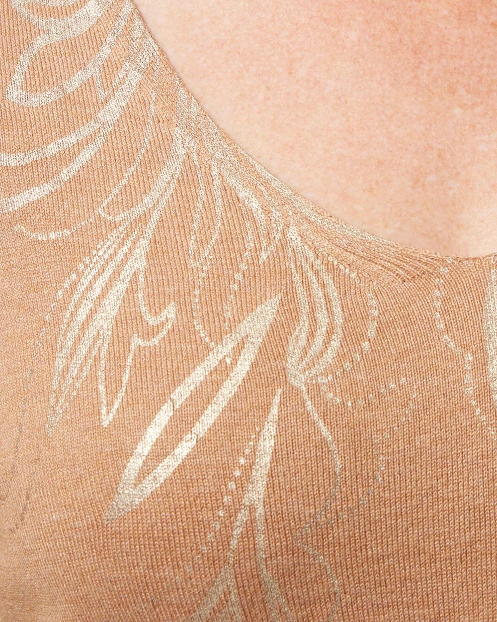 Foil Detail V-neck Pullover Sweater