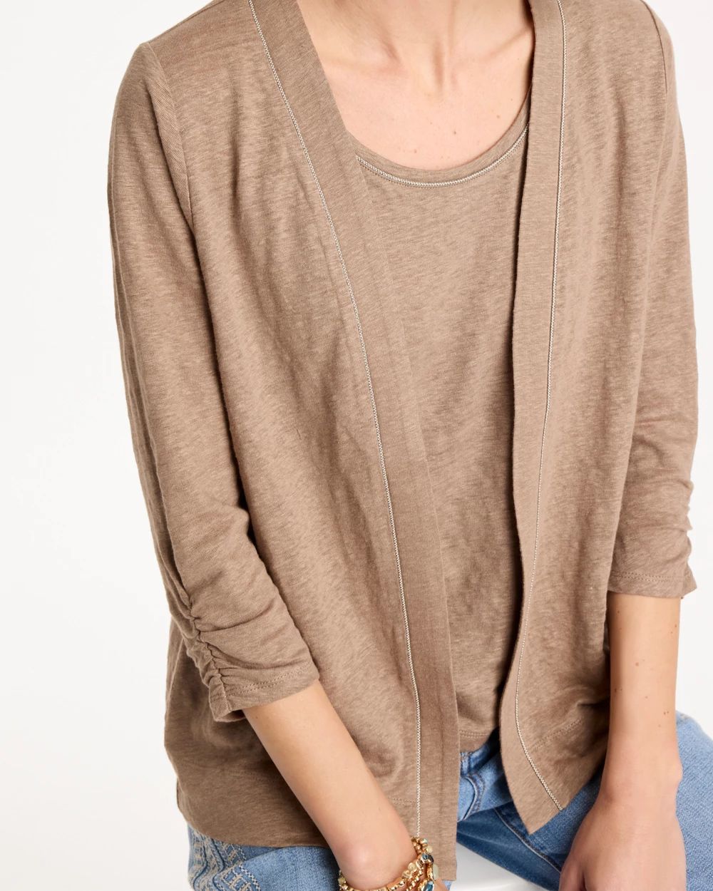 Linen Open Front Cardigan click to view larger image.