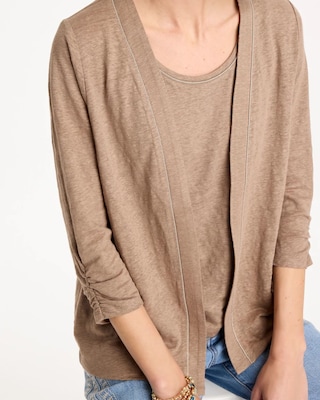 Linen Open Front Cardigan click to view larger image.