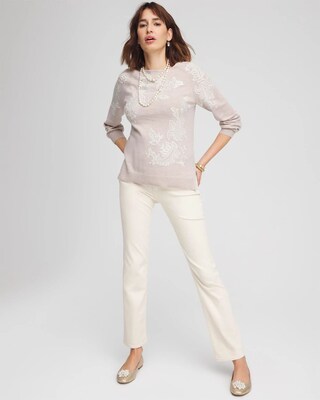 Embroidered Boatneck Sweater click to view larger image.