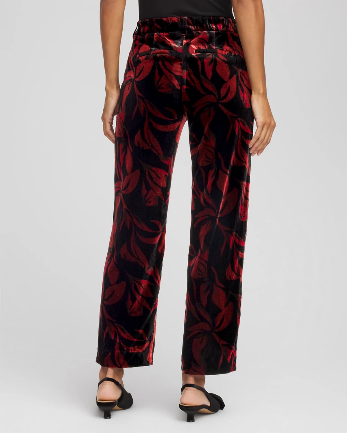 Chico's Velvet Rose Slim Ankle Pants In Black In Multi