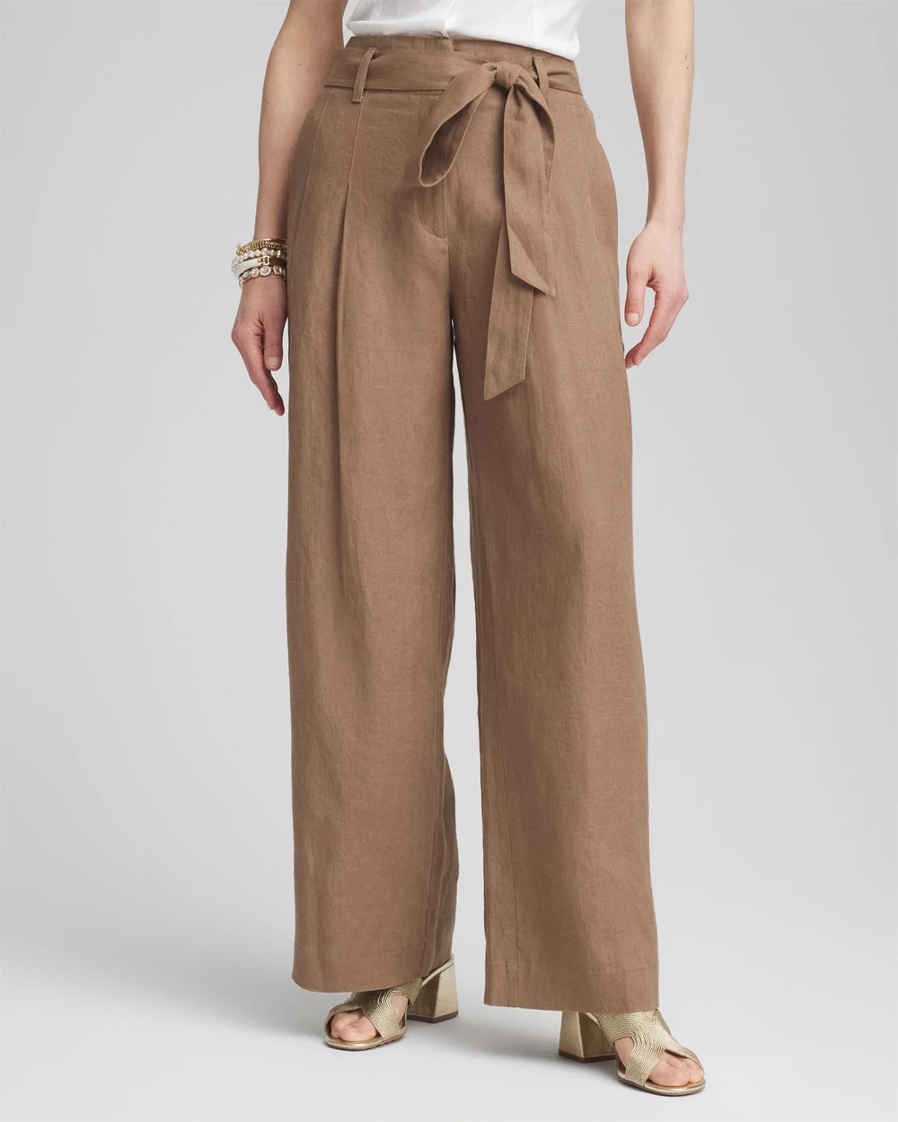 belted linen pants