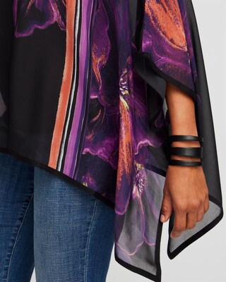 Floral Print Woven Poncho