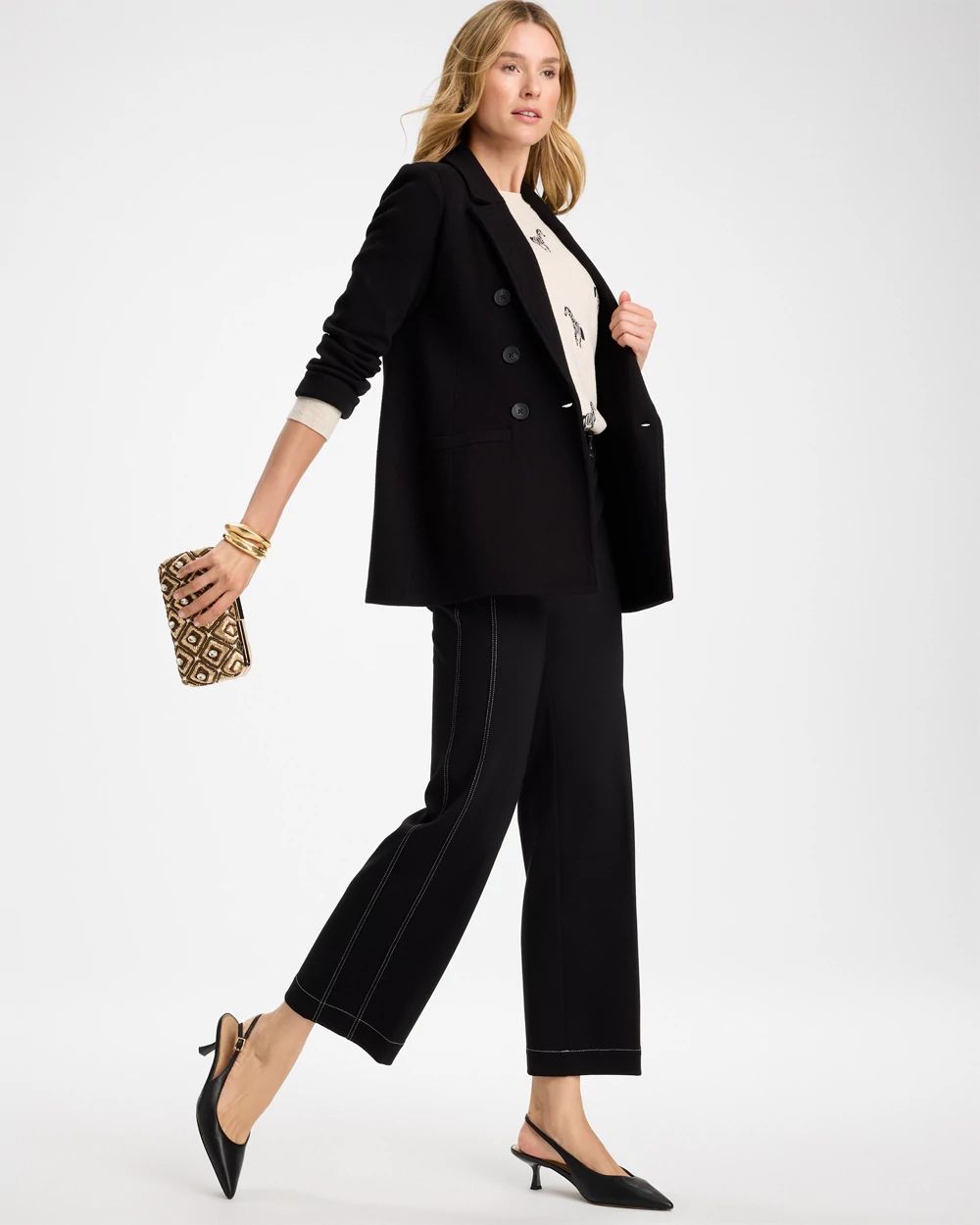 Emme Wide-Leg Ponte Pants