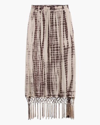 Tie-Dye Fringe Maxi Skirt
