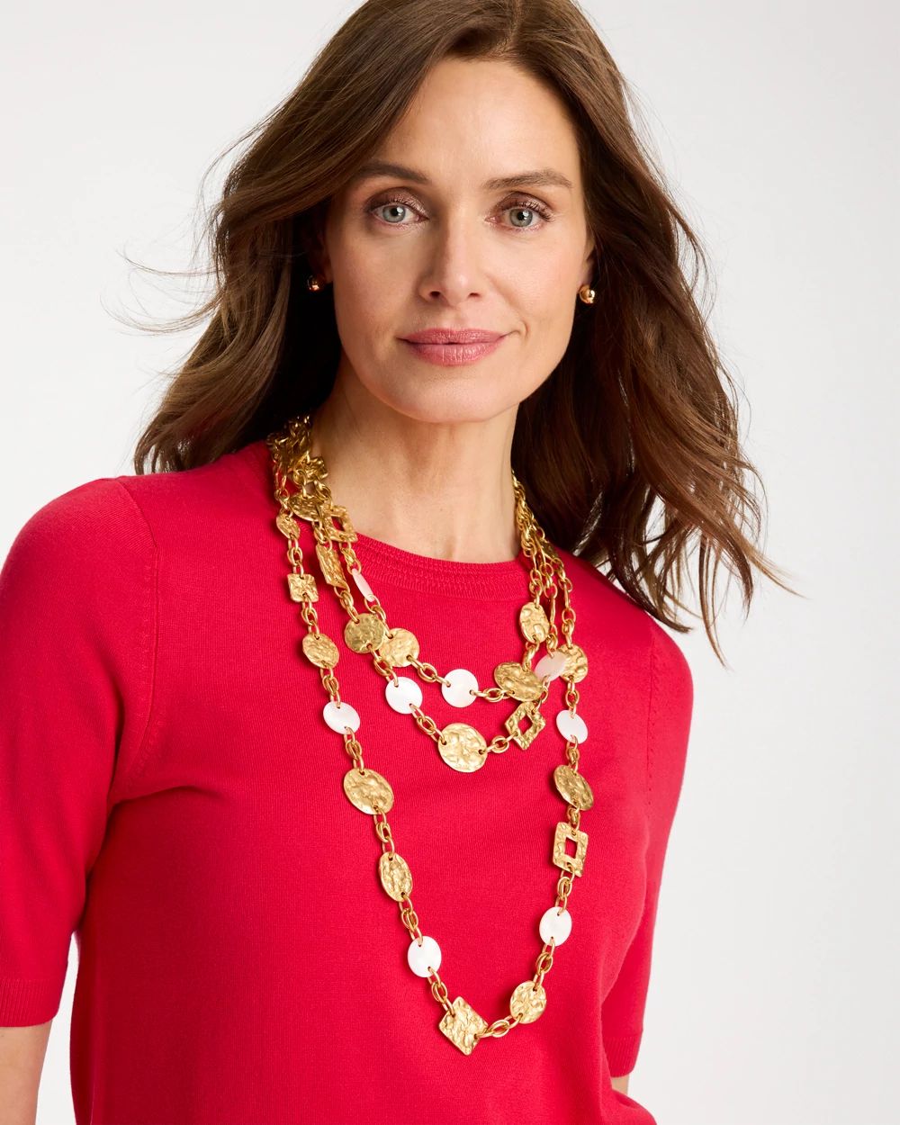 Pearl Hammered Short Necklace