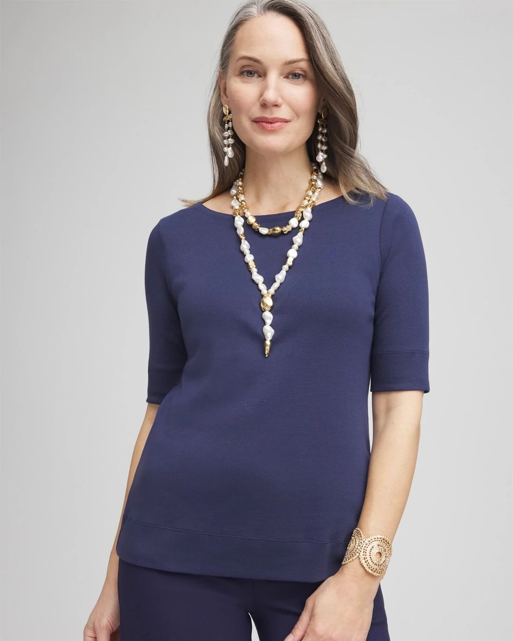 Pima Cotton Bateau-Neck Tee