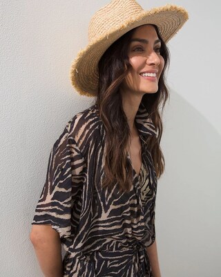 Black Trim Straw Sun Hat