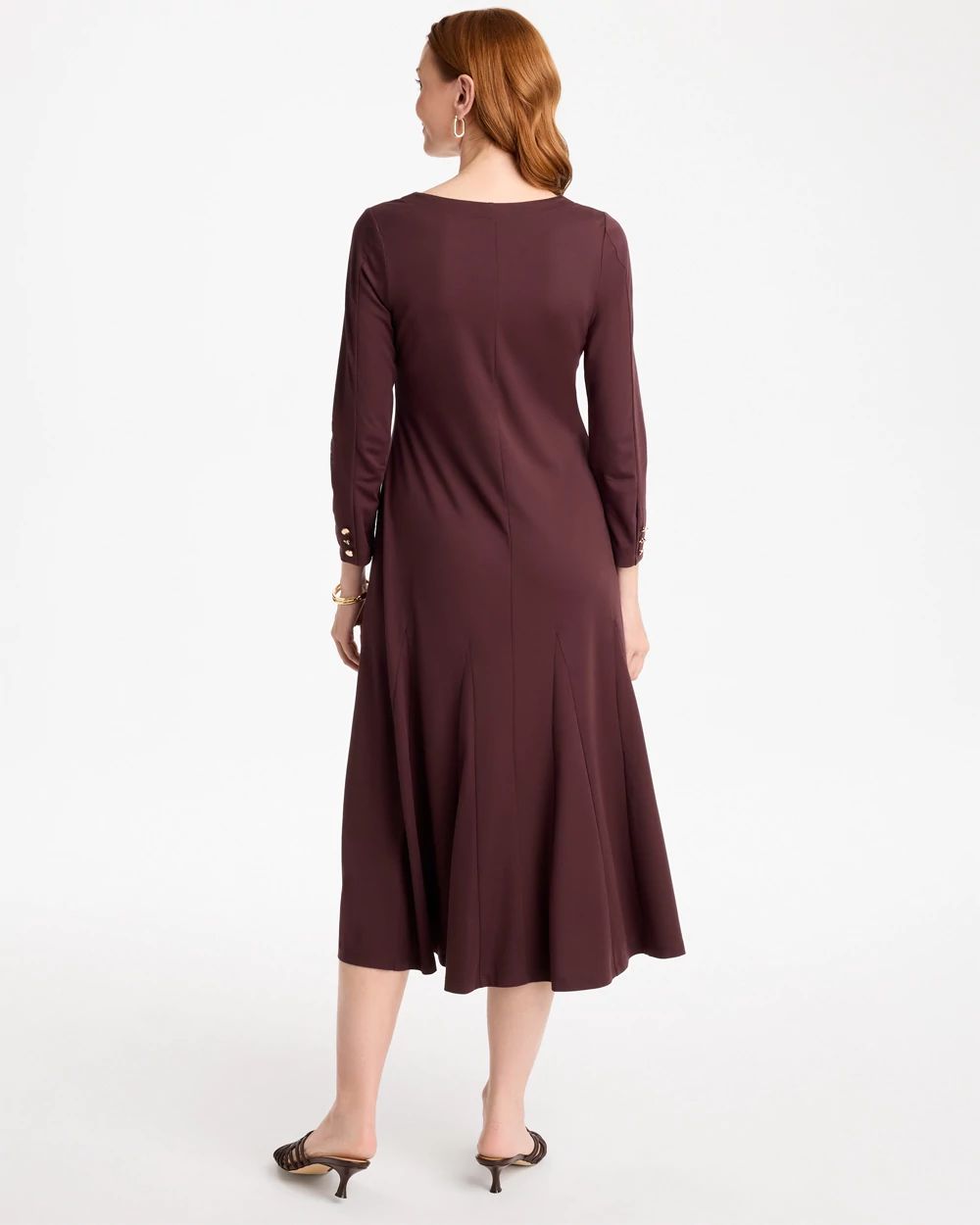 Ponte Cotton Godet Midi Dress click to view larger image.
