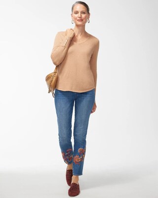 Spun Rayon V-Neck Sweater