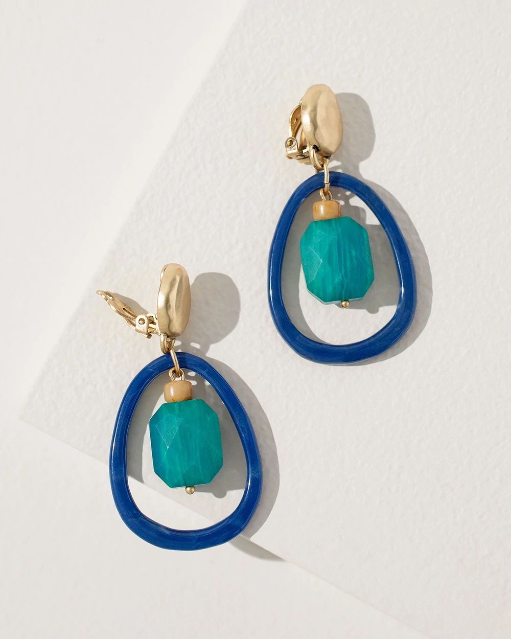 Clip-on Drop Hoop Earrings
