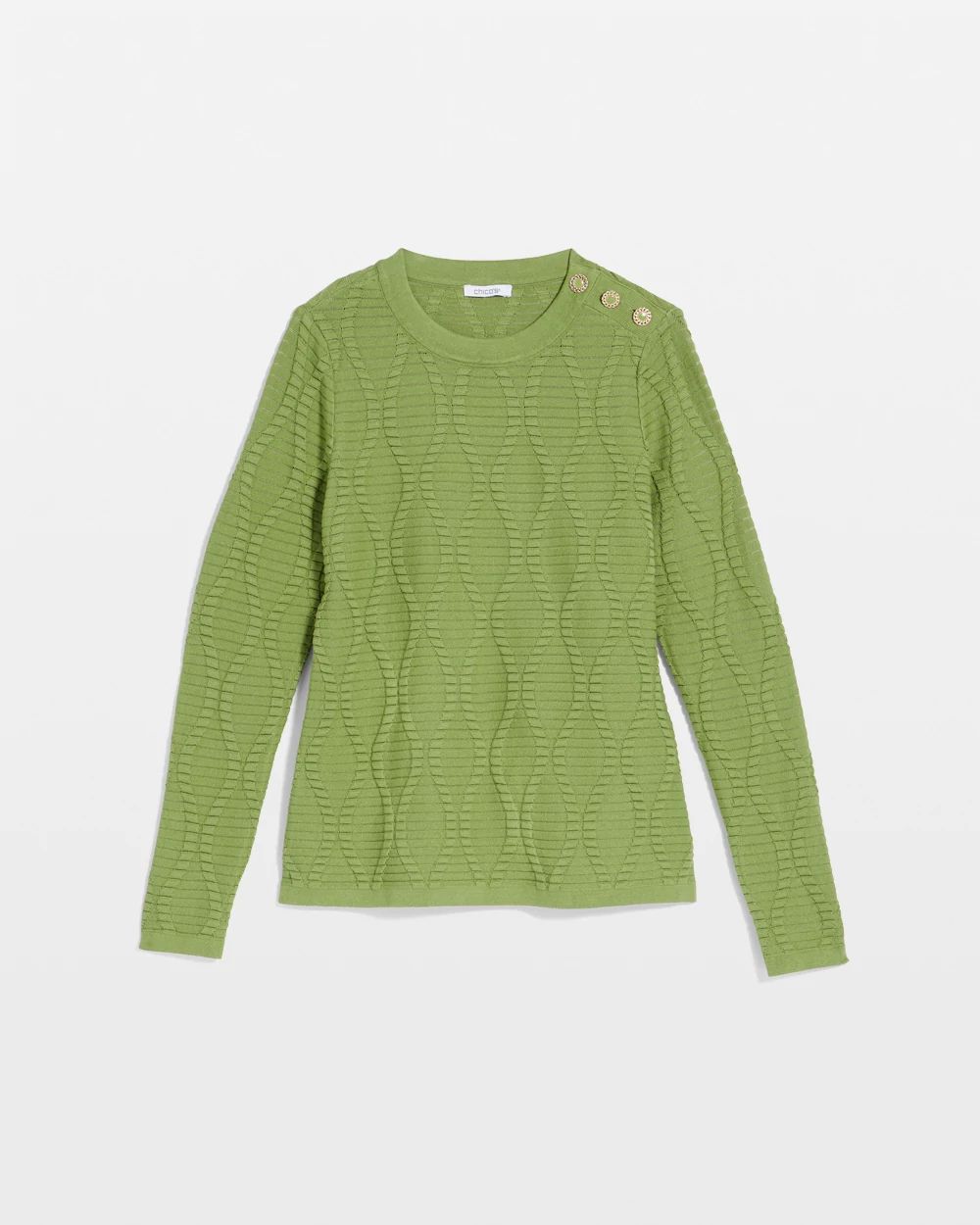 Button Shoulder Crewneck Pullover