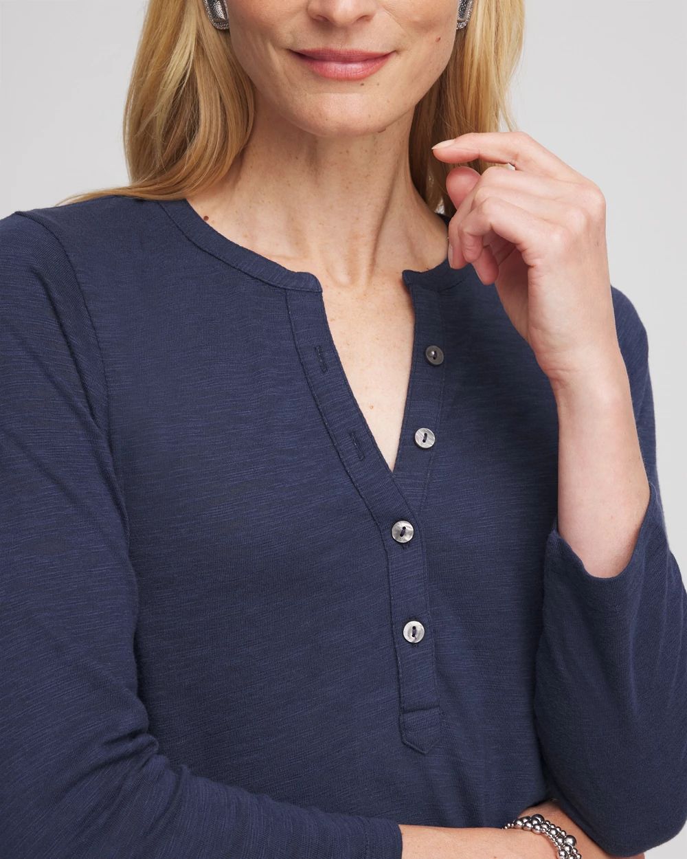 Cotton Slub Henley Shirt click to view larger image.