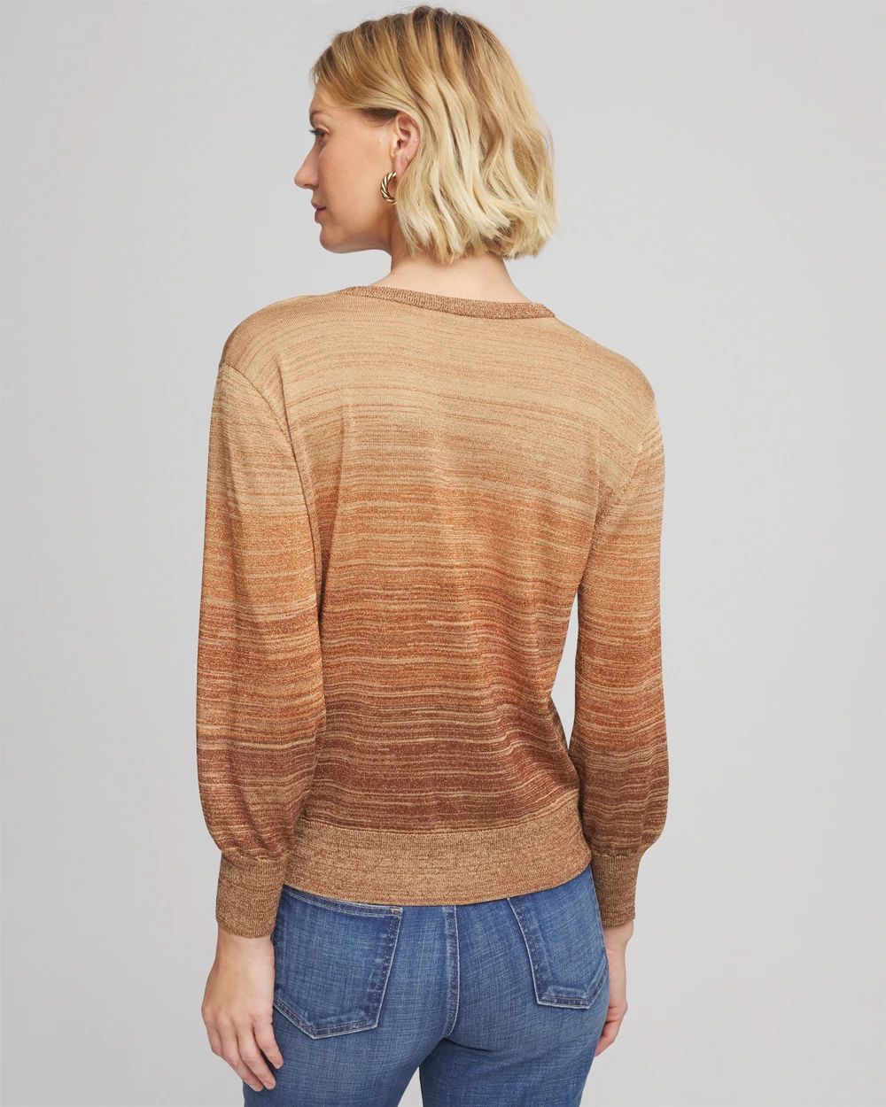 Ombre Metallic Pullover Sweater click to view larger image.