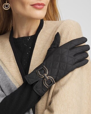 Faux Suede Quilted Gloves