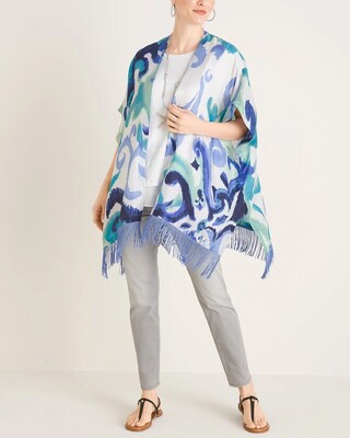 Silk Whimsical Scroll Ruana Wrap