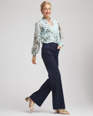 Suede Motif Bootcut Ankle Pants click to view larger image.