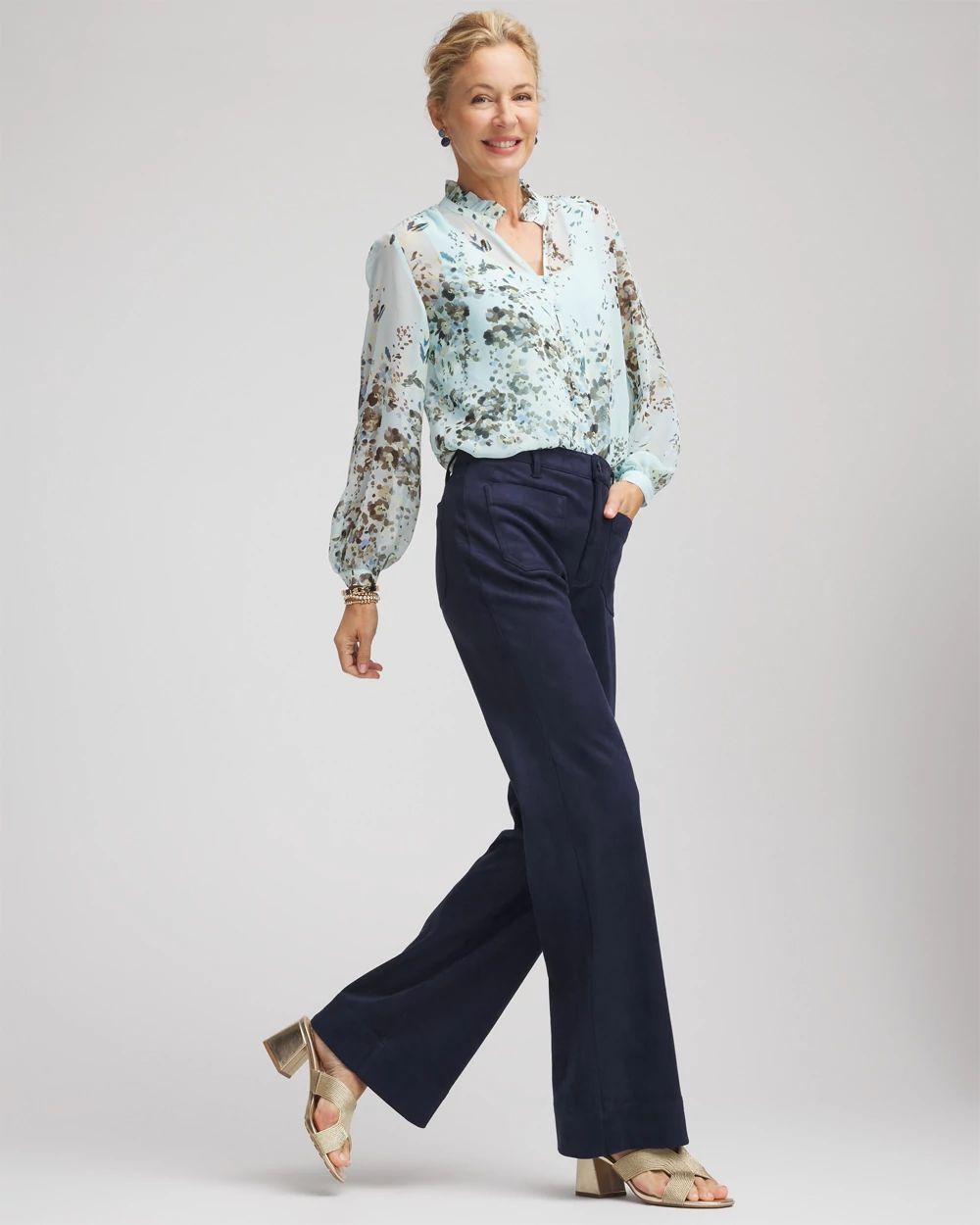 Petite Suede Motif Bootcut Ankle Pants