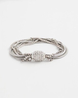 Silver Tone Multi Strand Pavé Bracelet