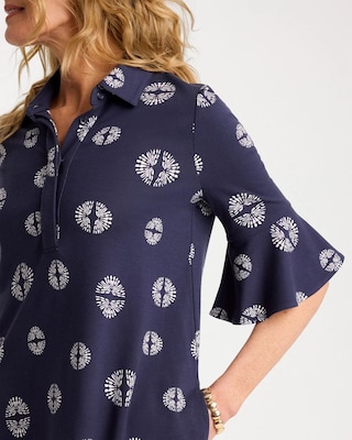 Printed Ponte Flounce Sleeve Dress click to view larger image.