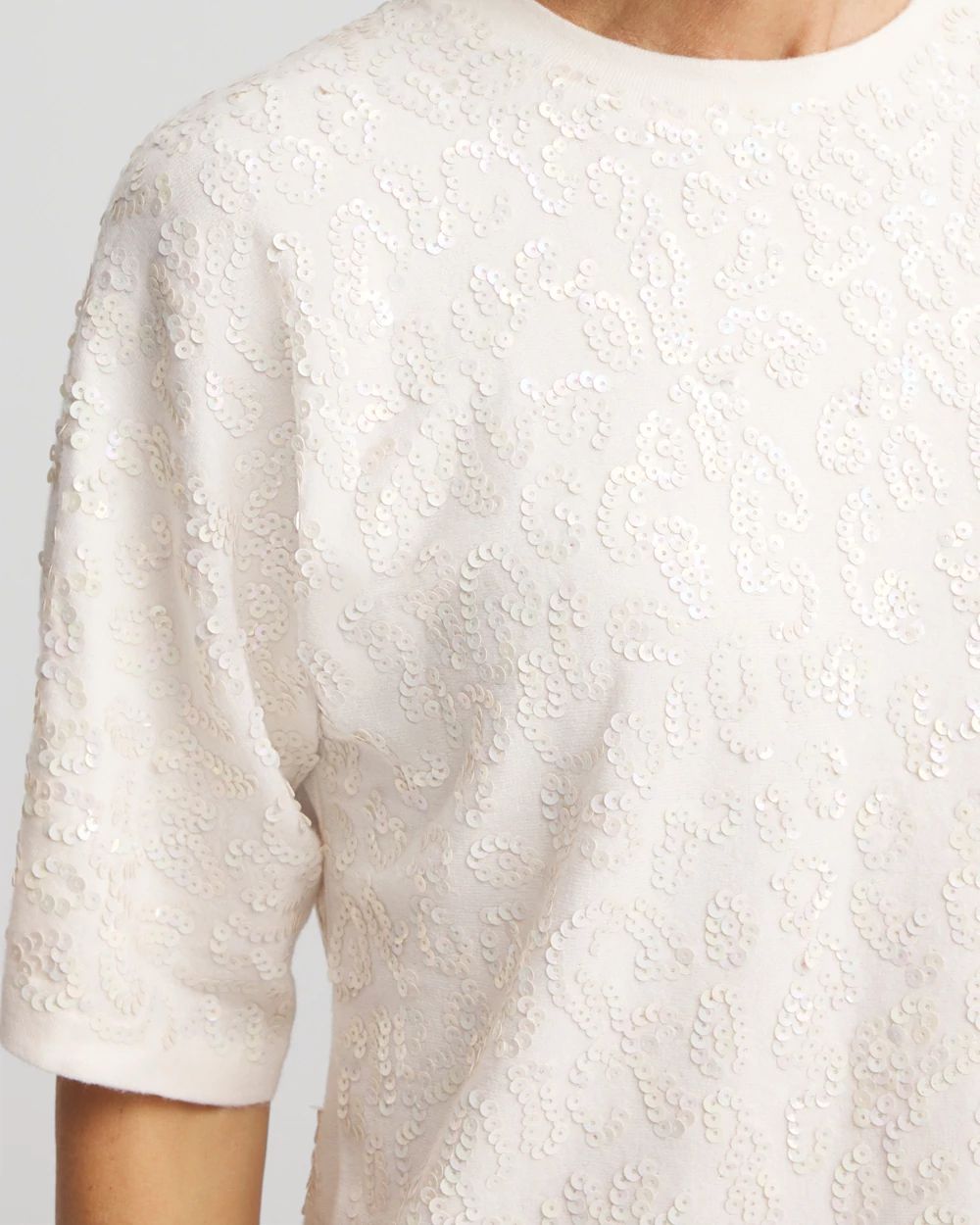 Short Sleeved Sequin Pullover Sweater click to view larger image.