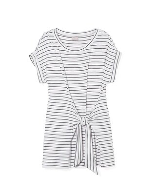 Striped Tie-Front Tee