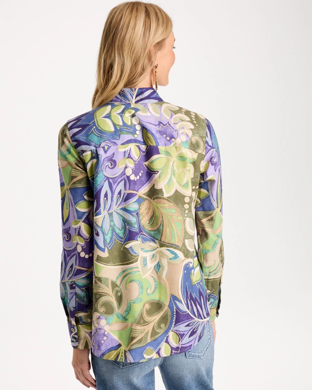 No Iron™ Stretch Garden Print Shirt click to view larger image.