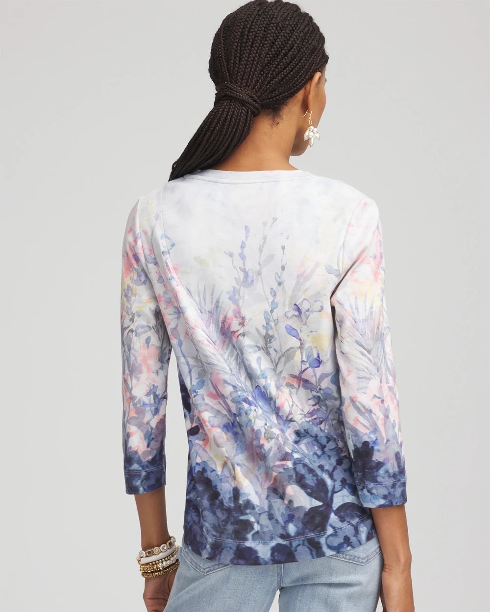 Floral V-Neck Pima Tee