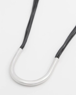 Silver Tone Multi Strand Cord Necklace