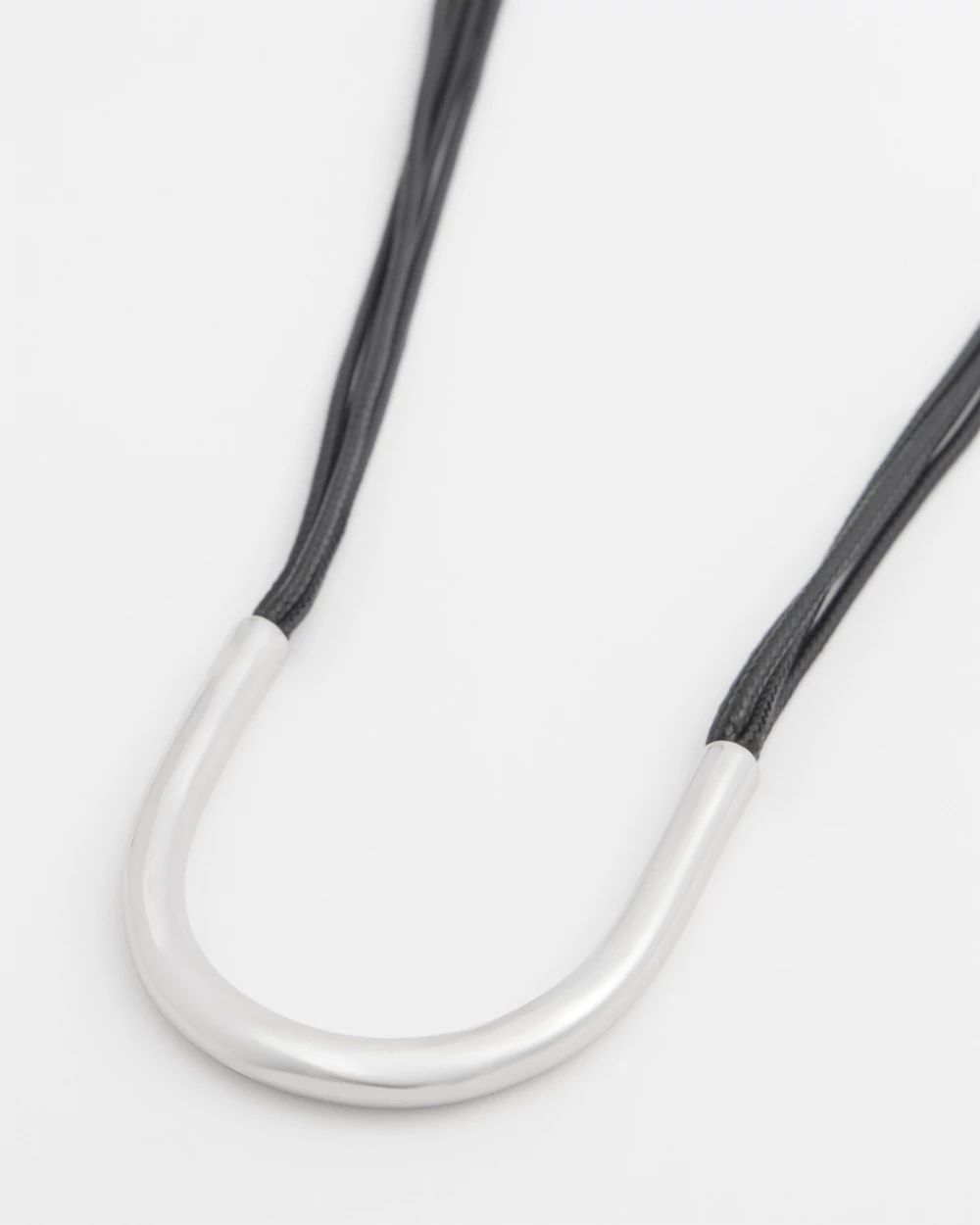 Silver Tone Multi Strand Cord Necklace