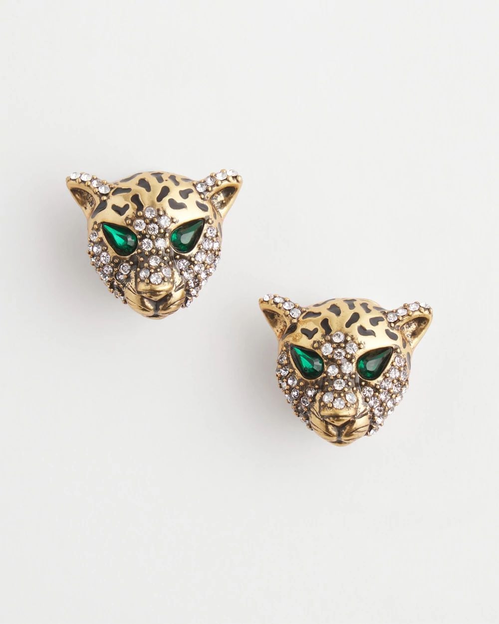 Green Eyed Leopard Clip-On Earrings