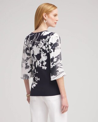 Knit Woven Floral Pullover