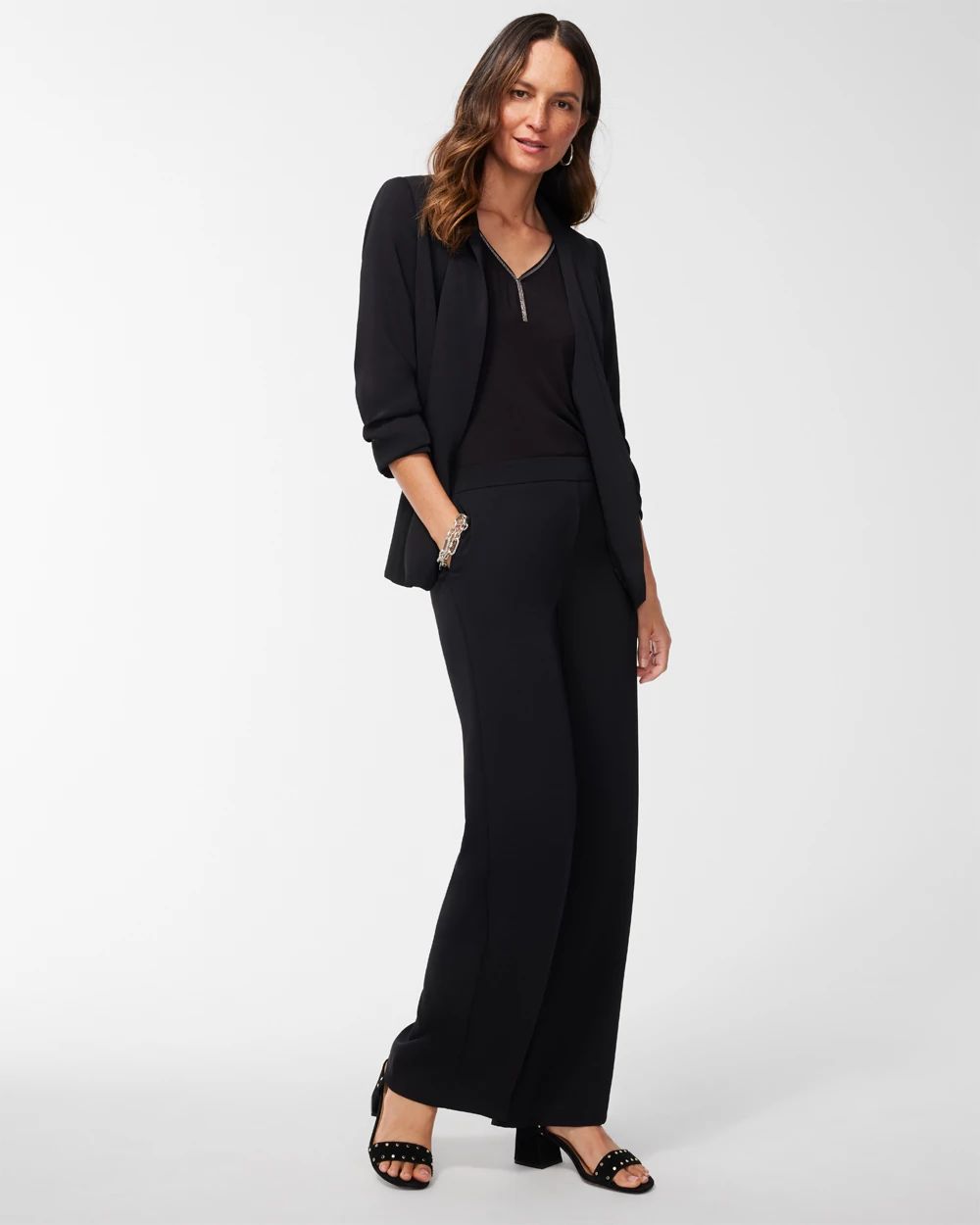 Ruched Sleeve Blazer