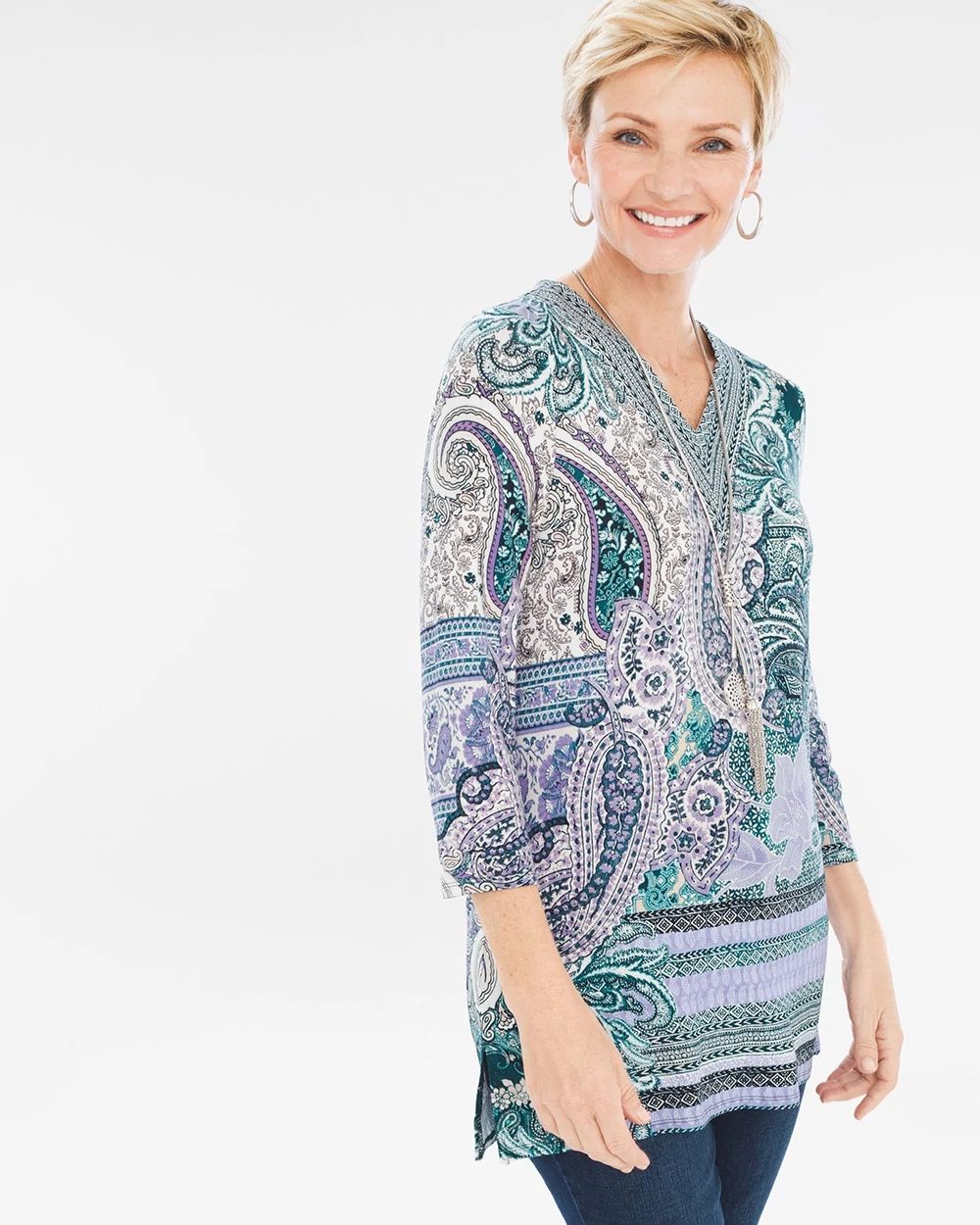Villa Paisley V-Neck Top
