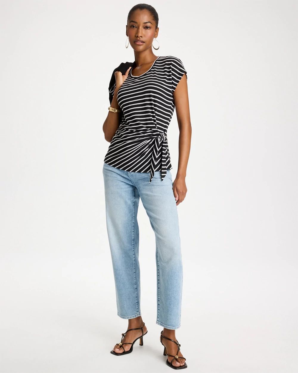 Striped Tie-Front Tee click to view larger image.