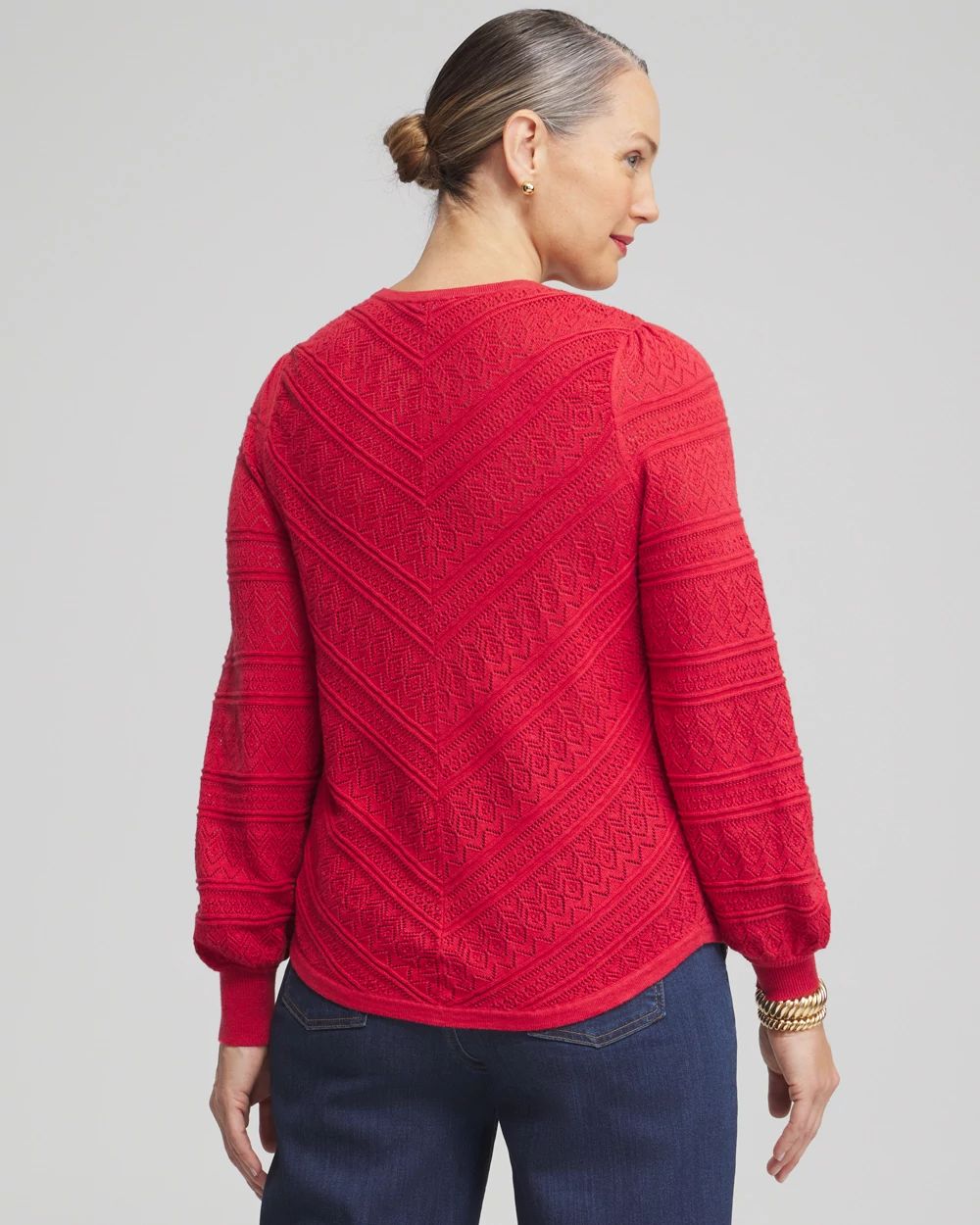 Pointelle Cashmere Blend Pullover click to view larger image.