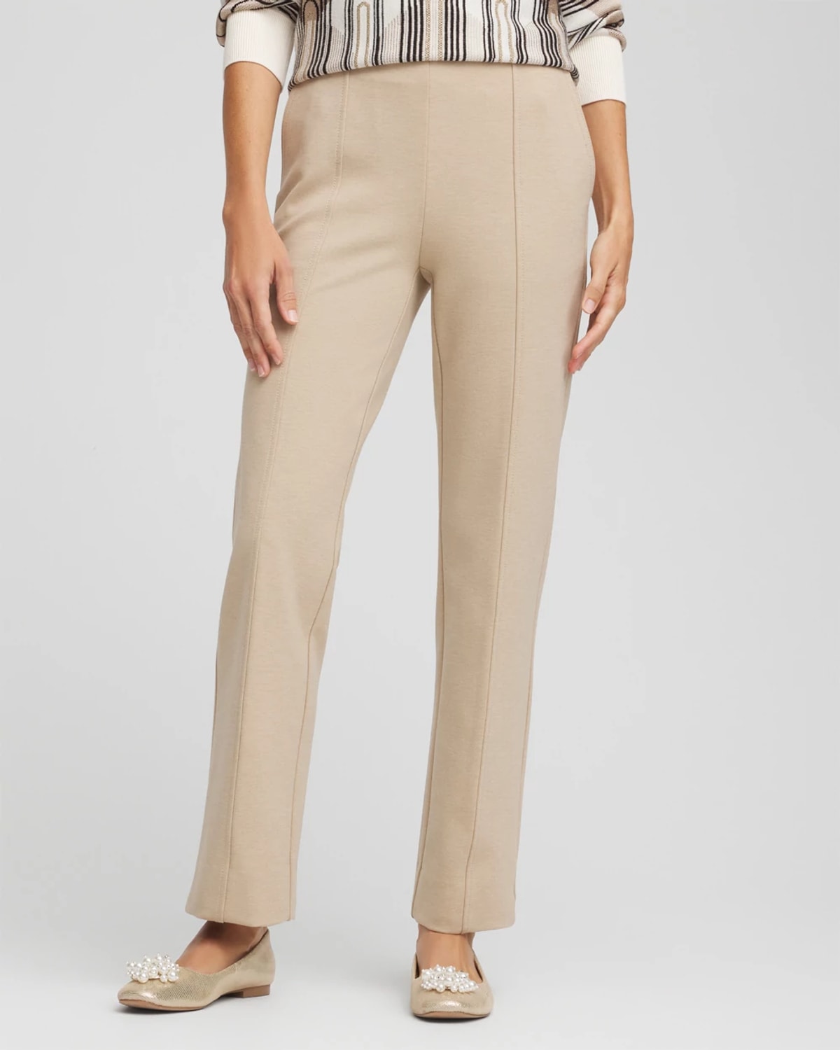 Chico's Juliet Straight Ankle Pants In Taupe In Brown