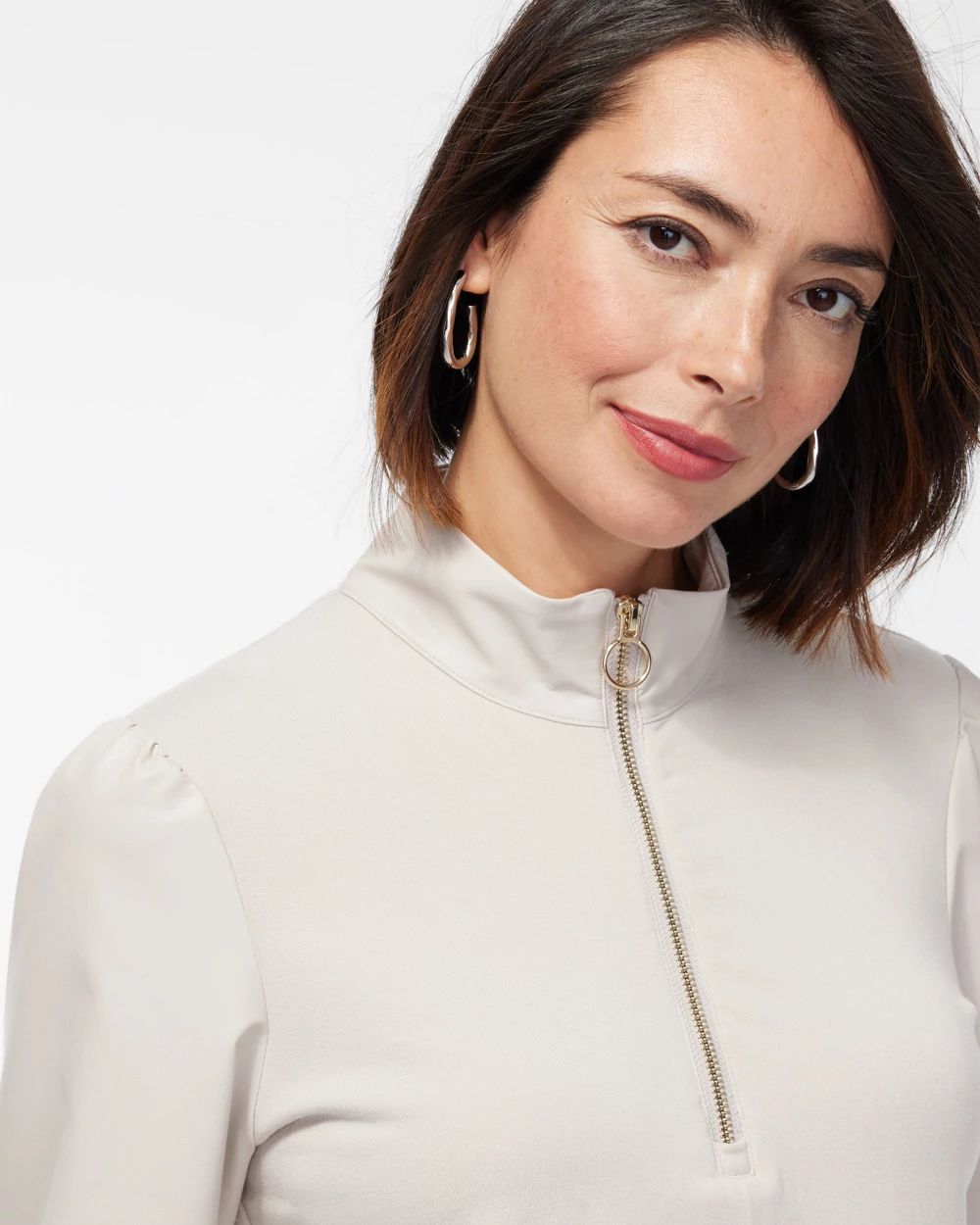 Zenergy Faux Leather Mix Pullover